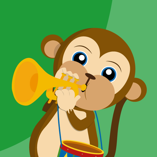 Mono the monkey playing trumpet