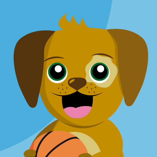 Paco the dog playing basketball